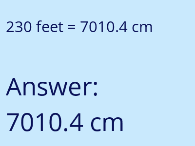 230 feet in cm image