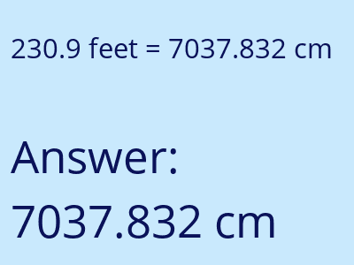230.9 feet in cm image