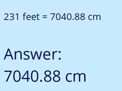 231 feet in cm image