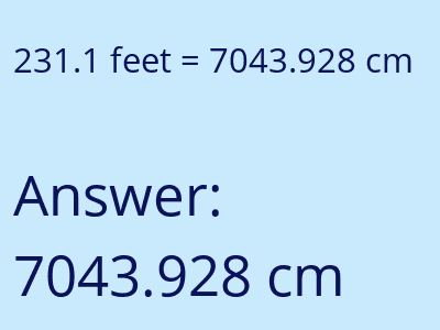 231.1 feet in cm image