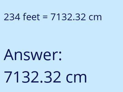 234 feet in cm image