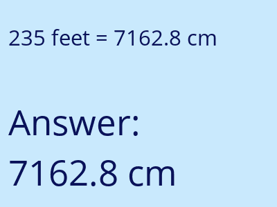 235 feet in cm image