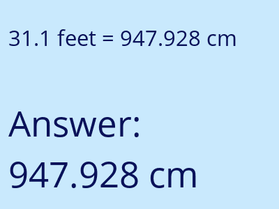 31.1 feet in cm image