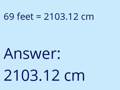 69 feet in cm image