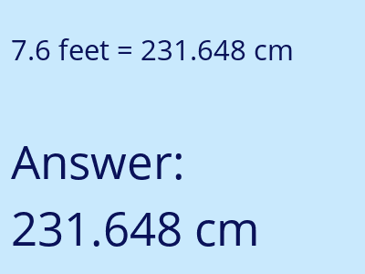 7.6 feet in cm image