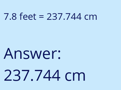 7.8 feet in cm image