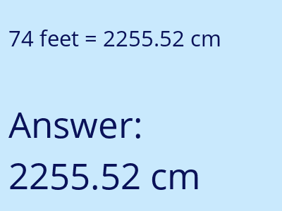 74 feet in cm image
