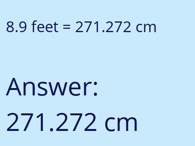 8.9 feet in cm image