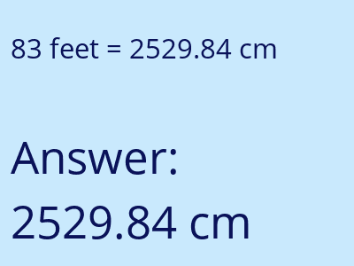 83 feet in cm image