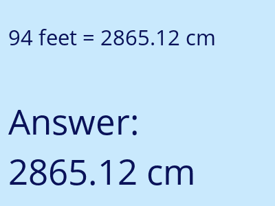 94 feet in cm image