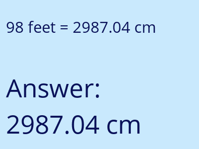 98 feet in cm image
