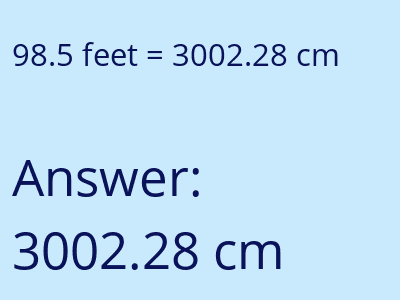 98.5 feet in cm image